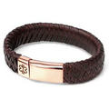 Maxim Medical Leather Bracelet 7.5 In Brown and Gold